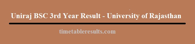 Uniraj BSc 3rd Year Result