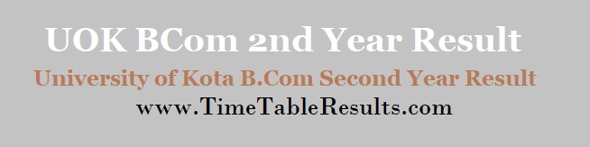 UOK BCom 2nd Year Result - University of Kota B.Com Second Year Result