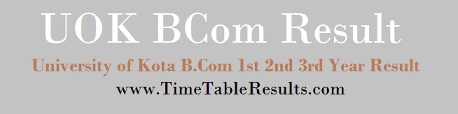 UOK BCom Result - University of Kota B.Com 1st 2nd 3rd Year Result