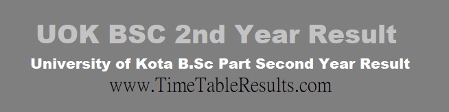 UOK BSC 2nd Year Result - University of Kota B.Sc Part Second Year Result