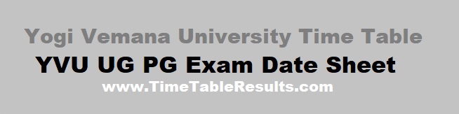 Yogi Vemana University Time Table - YVU UG PG Exam Date Sheet