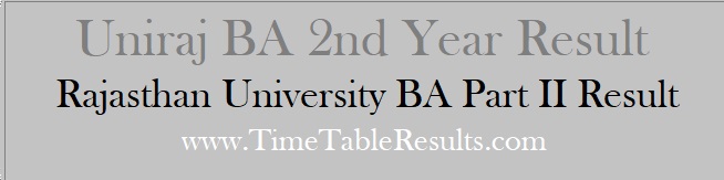 Uniraj BA 2nd Year Result - Rajasthan University BA Part II Result