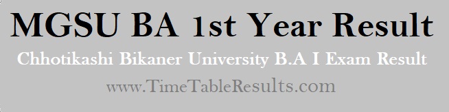 MGSU BA 1st Year Result - Chhotikashi Bikaner University B.A I Exam Result