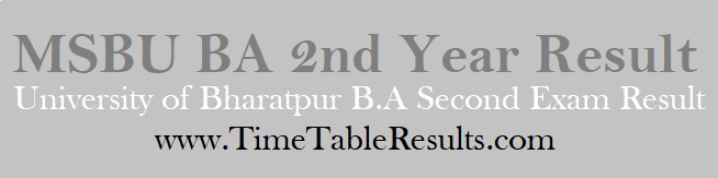 MSBU BA 2nd Year Result - University of Bharatpur B.A Second Exam Result