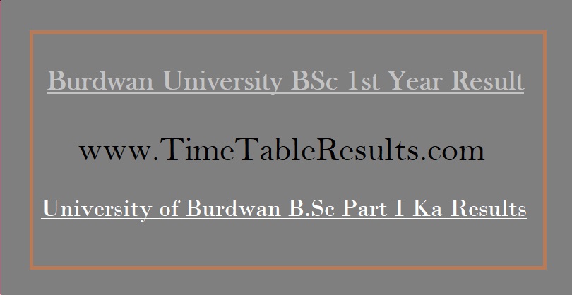 Burdwan University BSc 1st Year Result - University of Burdwan B.Sc Part I Ka Results
