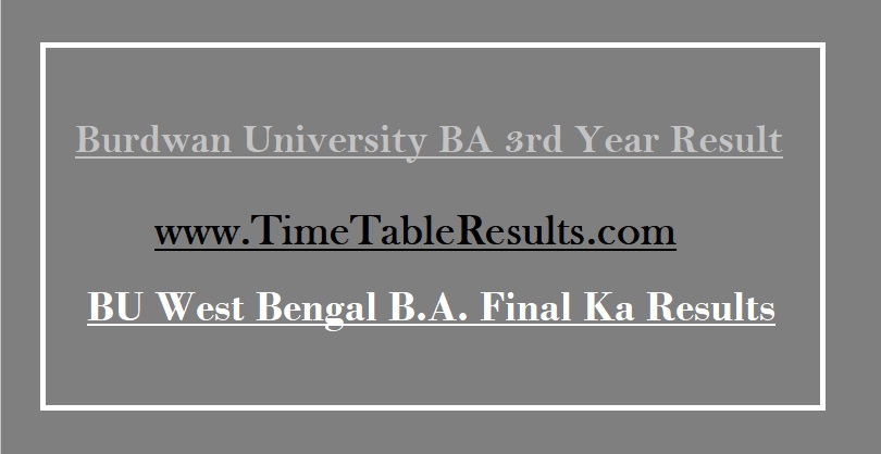 Burwdwan University BA 3rd Year Result - BU West Bengal B.A. Final Ka Results