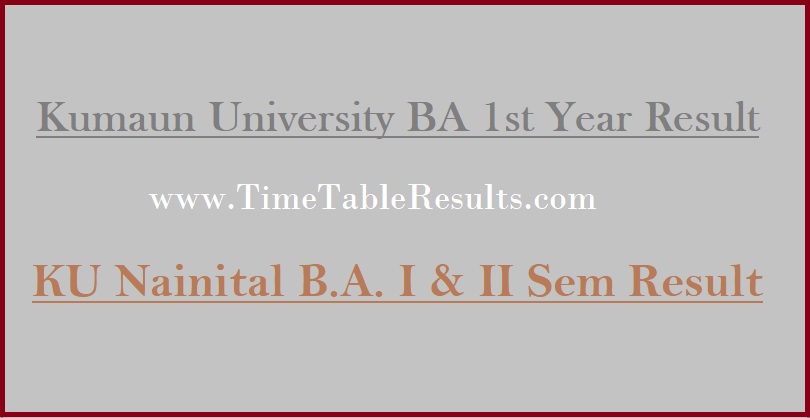Kumaun University BA 1st Year Result - KU Nainital B.A. I & II Sem Result