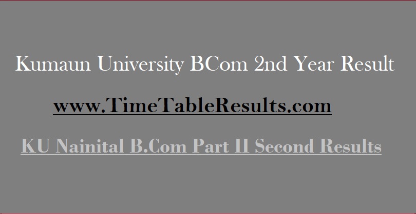 Kumaun University BCom 2nd Year Result - KU Nainital BCom Part II Second Results