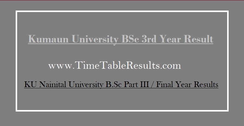 Kumaun University BSc 3rd Year Result - KU Nainital University B.Sc Part III Final Year Results