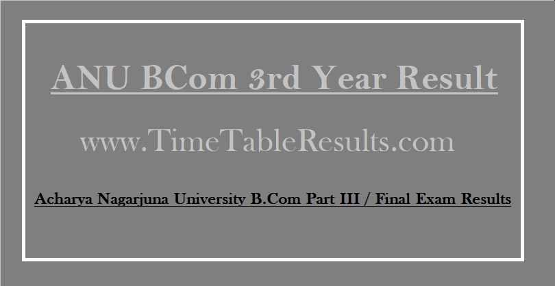 ANU BCom 3rd Year Result - Acharya Nagarjuna University B.Com Part III Final Exam Results