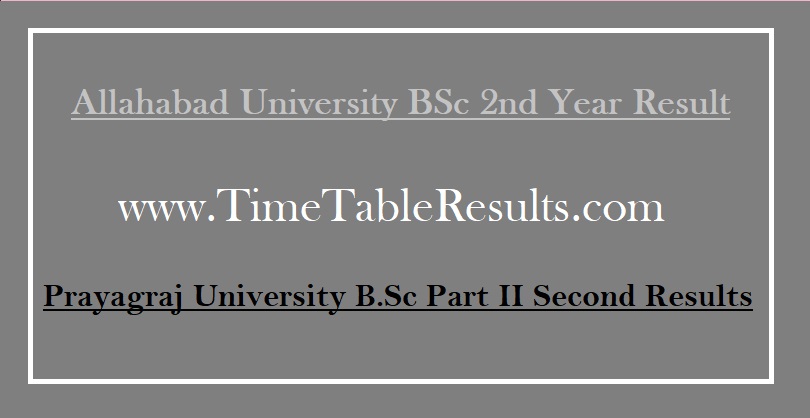 Allahabad University BSc 2nd Year Result - Prayagraj University B.Sc Part II Second Results