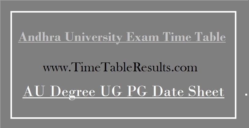 Andhra University Exam Time Table - AU Degree UG PG Date Sheet