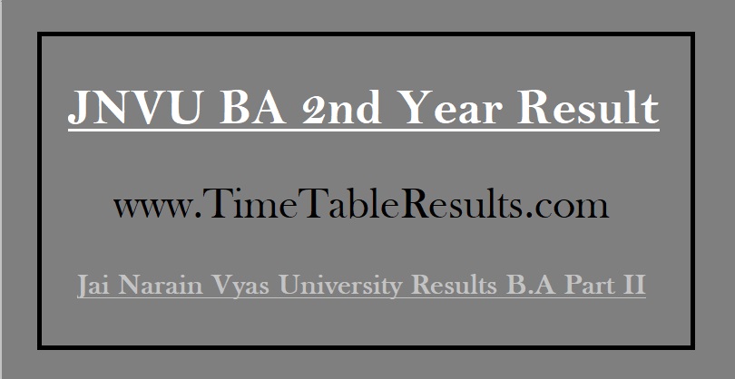 JNVU BA 2nd Year Result - Jai Narain Vyas University Results B.A Part II