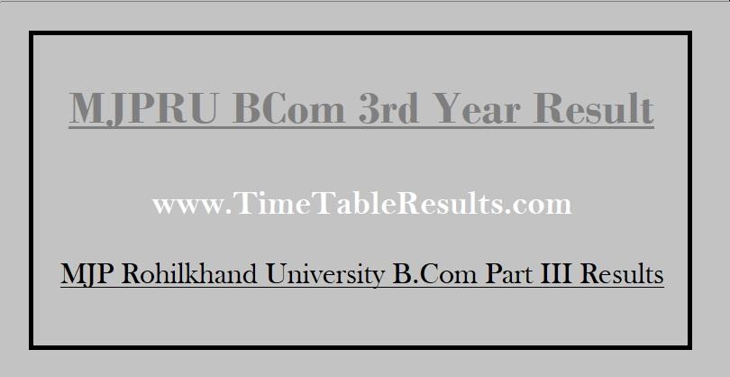 MJPRU BCom 3rd Year Results - MJP Rohilkhand University B.Com Part III Results
