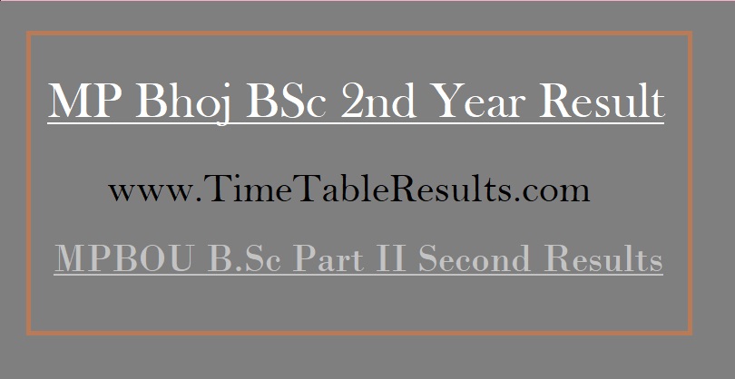 MP Bhoj BSc 2nd Year Result - MPBOU B.Sc Part II Second Results