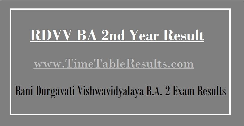 RDVV BA 2nd Year Result - Rani Durgavati Vishwvidyalaya B.A. 2 Exam Results