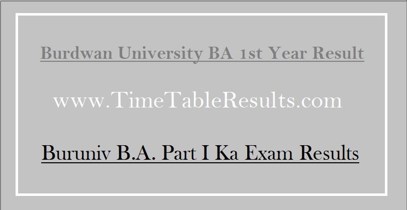 Burdwan University BA 1st Year Result - Buruniv B.A. Part I Ka Exam Results