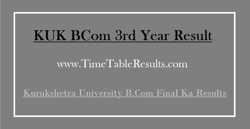 KUK BCom 3rd Year Result - Kurukshetra University B.Com Final Ka Results