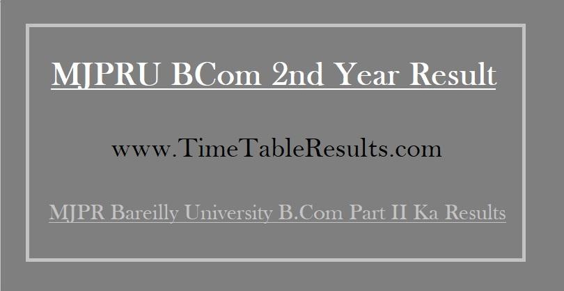 MJPRU BCom 2nd Year Result - MJPR Barielly University B.Com Part II Ka Results
