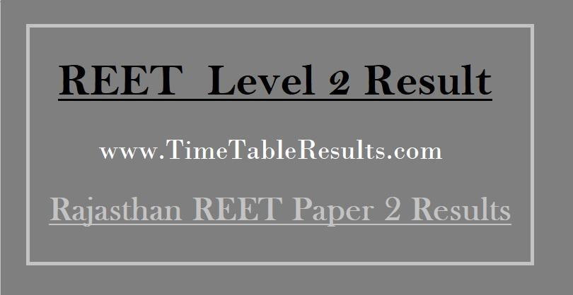 REET Level 2 Result - Rajasthan REET Paper 2 Results