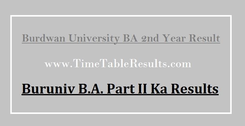 Burdwan University BA 2nd Year Result - Buruniv B.A. Part II Ka Results