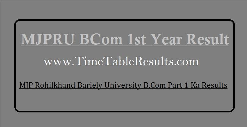 MJPRU BCom 1st Year Result - MJP Rohilkhand Bariely University B.Com Part 1 Ka Results