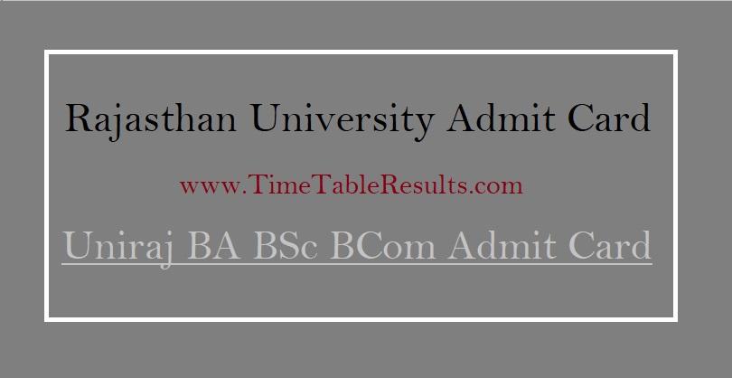 Rajasthan University Admit Card