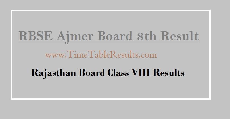 RBSE Ajmer Board 8th Result - Rajasthan Board Class VIII Results