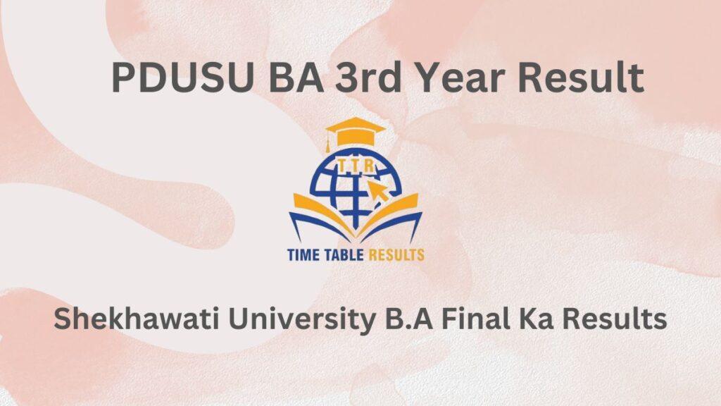 PDUSU BA 3rd Year Result - Shekhawati University B.A Final Ka Results